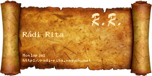 Rádi Rita névjegykártya